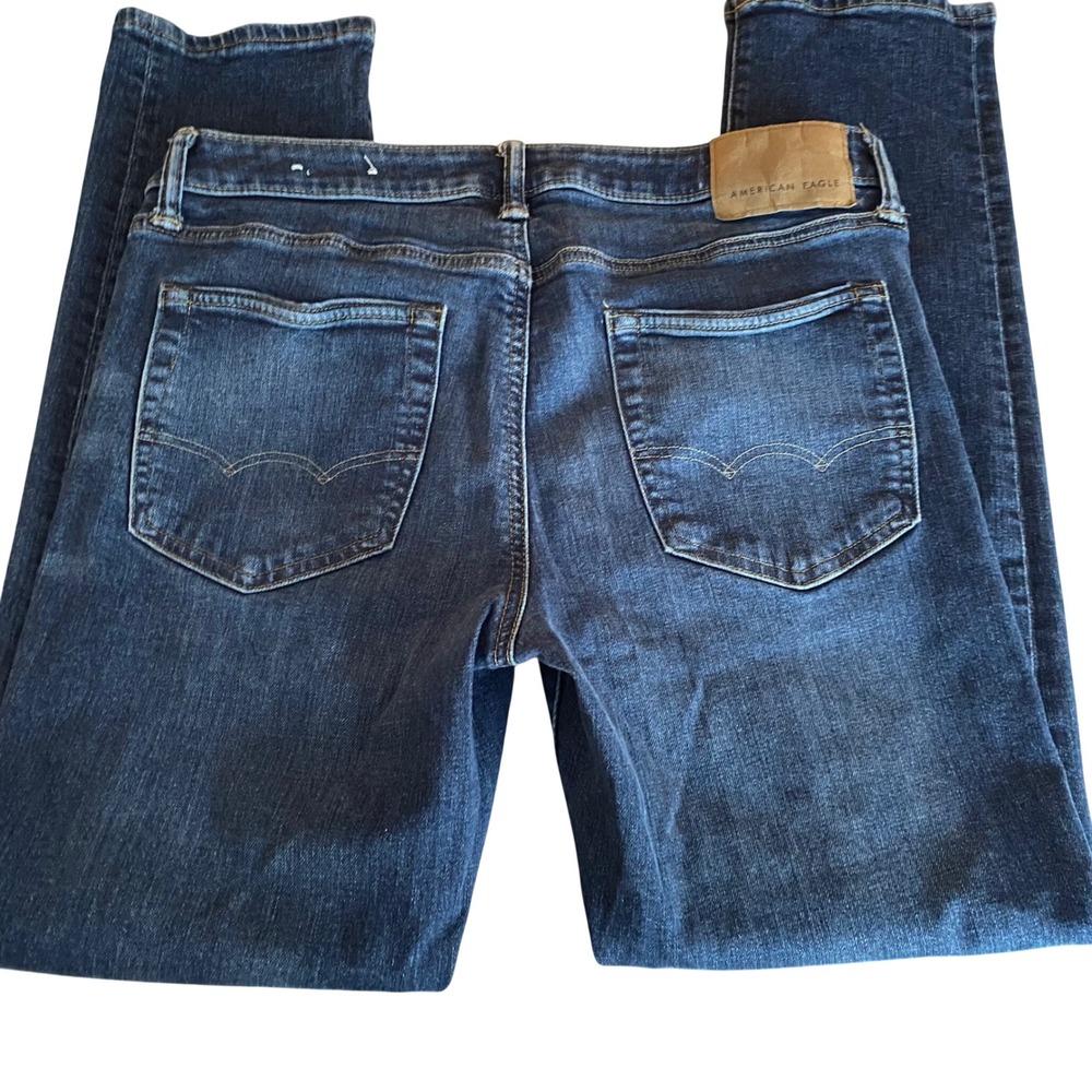 American Eagle Slim Straight Airflex+ Dark Wash Men's Jeans 33x32 Blue Denim - Picture 2 of 7